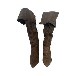Lord & Taylor Grey Thigh High Suede Boots Size 8